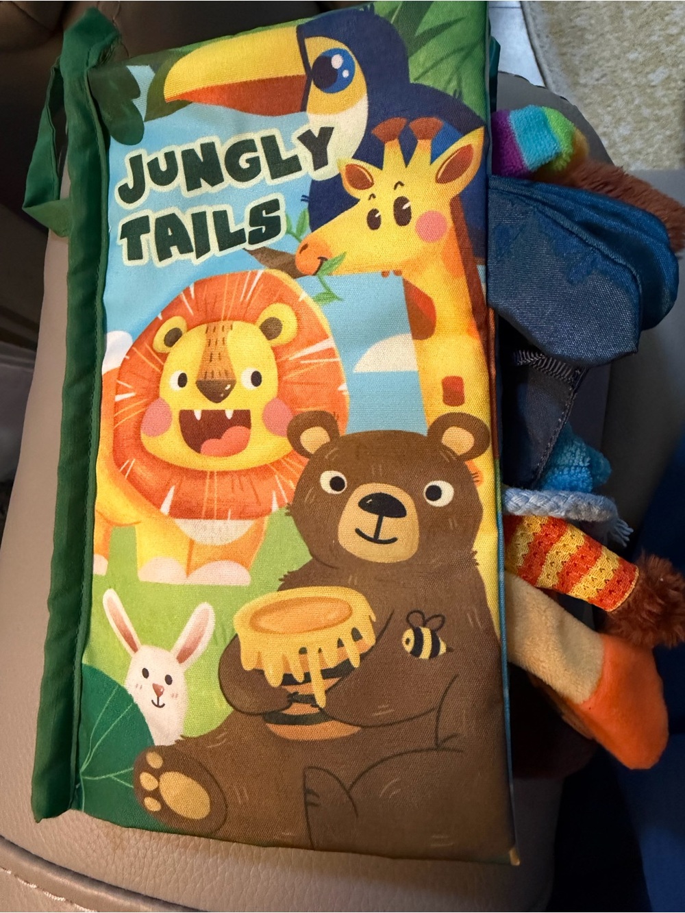 2 Soft Activity Books - Crinkly Colorful on the go Green & Yellow Play Book VGUC